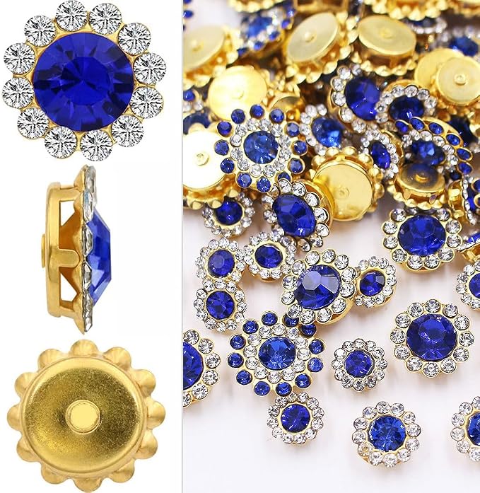 100pcs Sew on Rhinestones Sunflower Shapes Crystal Glass Mixed 8mm 10mm 12mm - Image 3
