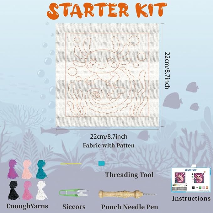 BEUNITONE Pink Axolotl Punch Needle Kit - Image 2