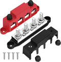400A Bus Bar 12V Power Distribution Block with 5/16" Studs,Marine Battery Bus Bar Terminal Block Positive & Negative for Automotive Car Boat Solar System (250A 4 x 3/8"(M10) Studs)