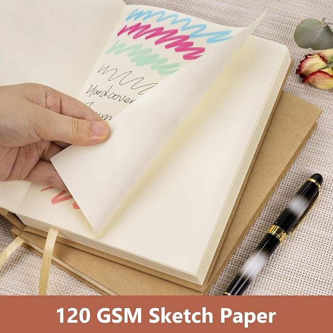 Dynta Hardcover Sketchbook Blank Notebook Bulk 6 Packs Unlined A5 Size - Image 2
