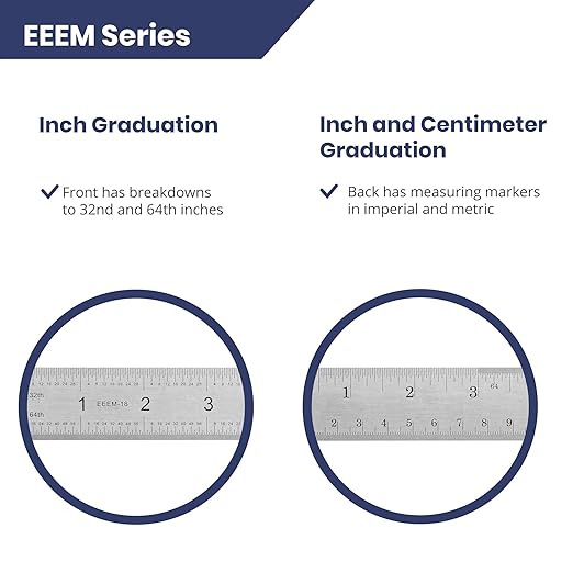 Pacific Arc Stainless Steel Ruler Inch and Metric, with 32nd and 64th Graduations, 6 Inches