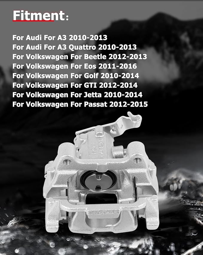 cciyu Rear Left & Right Brake Calipers Assembly w/Bracket 19B6384 19B6385 For Audi For A3/For A3 Quattro,For Volkswagen For Beetle/For Eos/For Golf/For GTI/For Jetta/For Passat