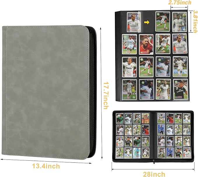 16 Pocket Ringless Side Loading Trading Card Binder, 1024 Cards PU Fixed Page - Image 2