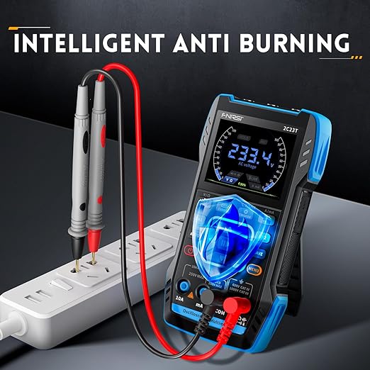 FNIRSI 2C23T 3 in 1 Handheld Oscilloscope Multimeter DDS Generator, 2 Channels, 10MHz Bandwidth, 50MSa/s Sampling Rate, 10000 Counts, Voltage, Current, Capacitor, Resistor, Diode Test