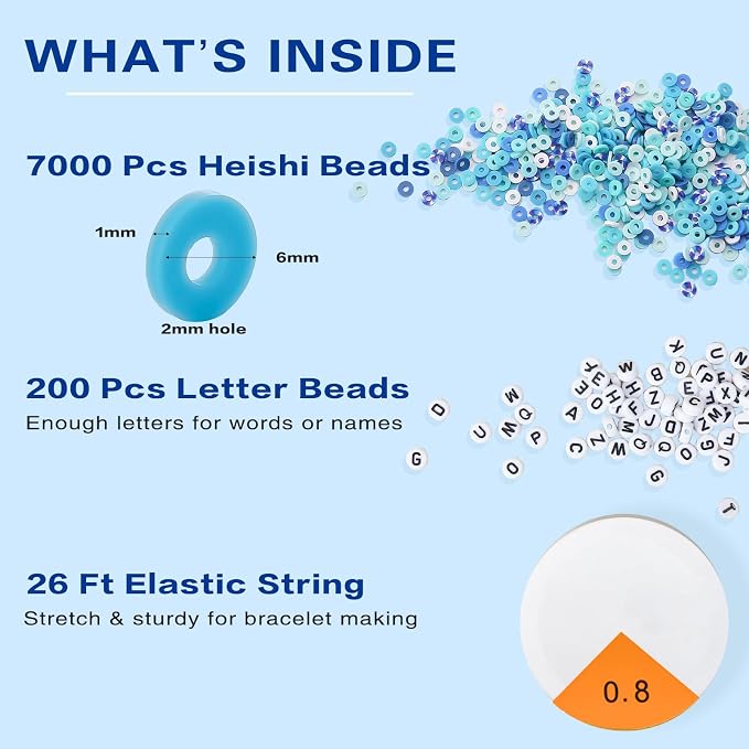 ADIIL 7200pcs Clay Beads Bracelet Making Kit, 6mm Polymer Heishi Beads - Image 5