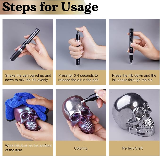 LET'S RESIN Liquid Mirror Chrome Metallic Markers, Reflective Gloss, 2-5mm - Image 7