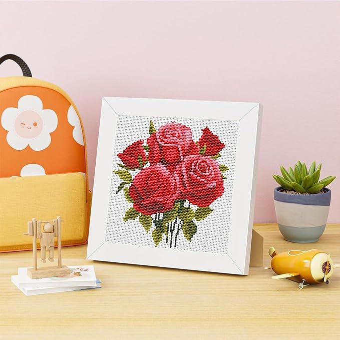Red Roses Cross Stitch Kits for Beginner, Flowers Stamped Cross Stitch Kits - Image 2