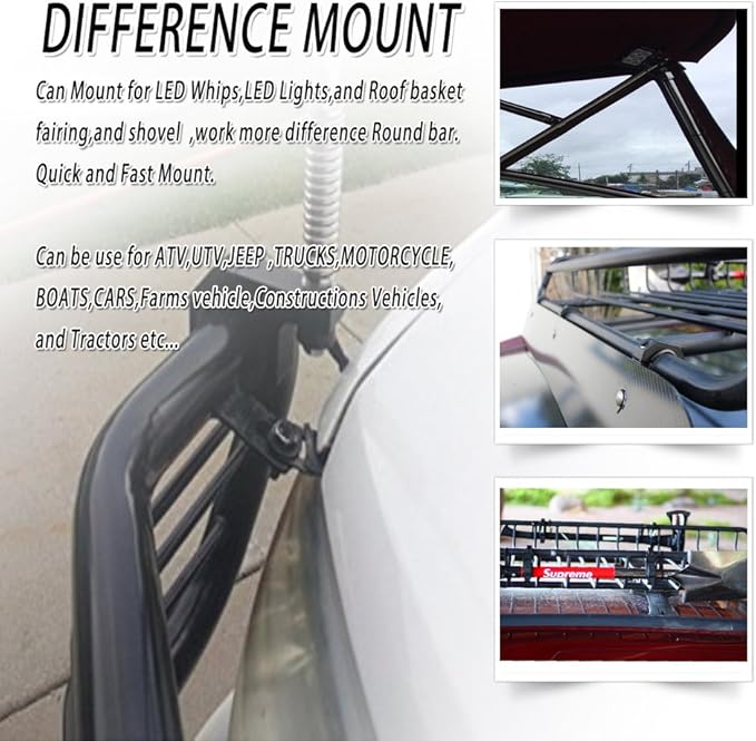Bar Clamps 3/4 inch, Light Mount Brackets for 0.75" (19mm) Tube Clamp (Pack of 2)