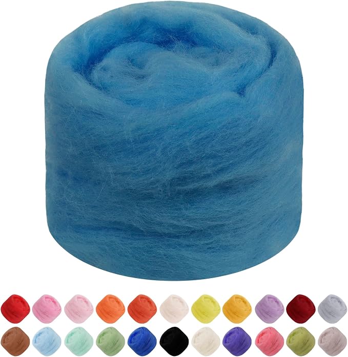 JeogYong Needle Felting Wool, 1.76oz Wool Roving Chunky Wool Yarn, Peacock Blue by JeogYong