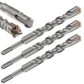 3pcs 3/4" X 8"-6" Cross-Type Double Thread Carbide Drill Bits for Concrete, Brick, Stone, Hammer Drill Bits