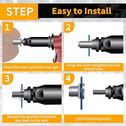 Metric Rivet Nut Assortment Kit, 200Pcs Carbon Steel SAE Rivet Nut, M3 M4 M5 M6 M8 UNC Flat Head Rivnut Set, Threaded Insertion Nut Sets for Automotive, Mechanical and Other Equipment