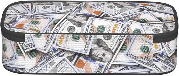Money Novelty Us Dollar Cash Pattern Pencil Case Organizer Big Capacity Pencil - Image 3