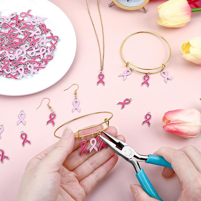 MARFOREVER 120 Pcs Breast Cancer Awareness Charms - Image 4