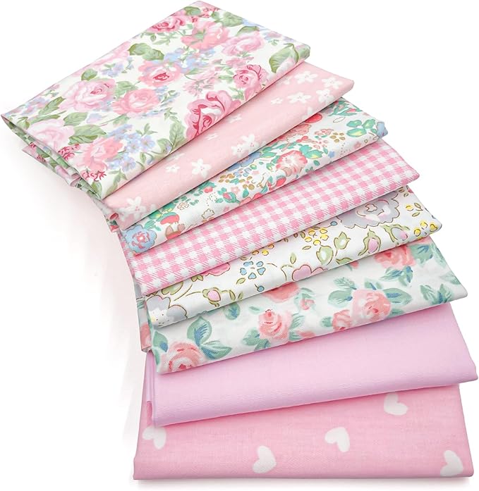 Aubliss 8pcs Fat Quarter Fabric Bundles Quilting Cotton Craft Fabric Pre-Cut by Aubliss
