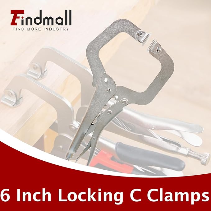 findmall 10Pcs 11 Inch Locking C Clamps with Swivel Pads Heavy Duty C-Type Locking Plier Table and Tool Vise Grip