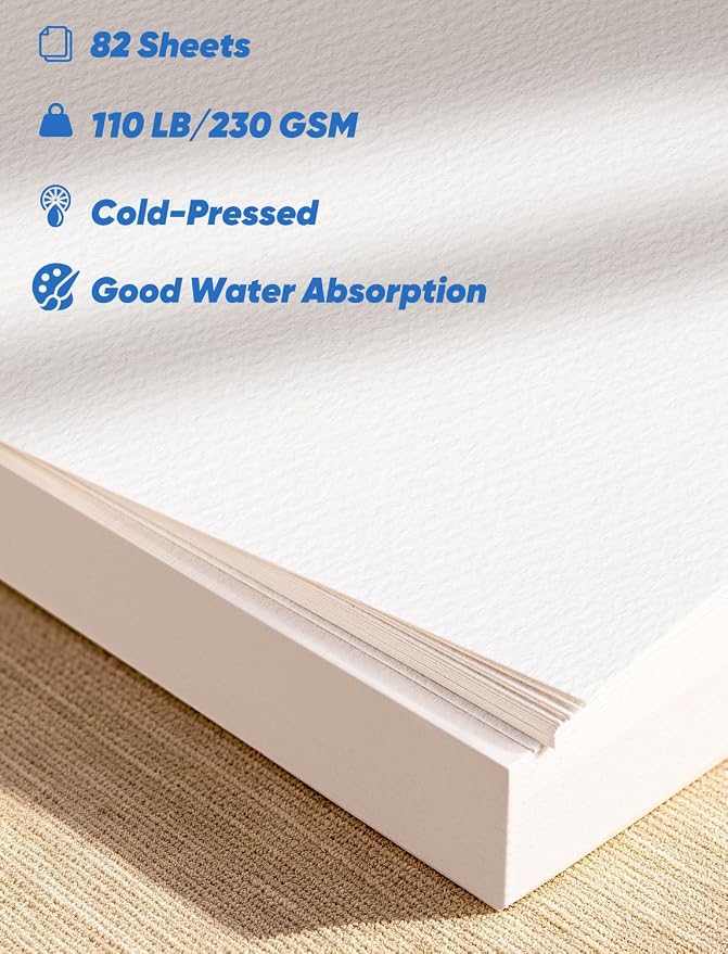 82 Sheets Watercolor Paper Bulk 5"x7", 110lb/230gsm Cold Press Thick Water - Image 6