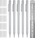 5-Pack Tungsten Carbide Scriber, Metal Scribe Tool with 25 Replacement Marking Tips & Steel Ruler - Knurled Aluminum Handle & Magnet, Engraving Pen for Glass/Ceramics/Metal Sheet (5)