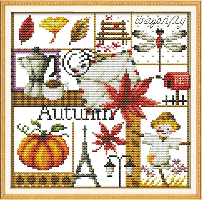 Awesocrafts 4 Pack Cross Stitch Kits, Four Seasons Easy Patterns Cross - Image 4