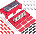300A Heavy Duty Module Bus BAR, 12V 24V 48V DC Power Distribution Block with 4 x 5/16" (M8) Studs, Gift 12pcs Cable Lugs and 20pcs Heat Shrink Tubing - Marine Bus Bar (RED+)