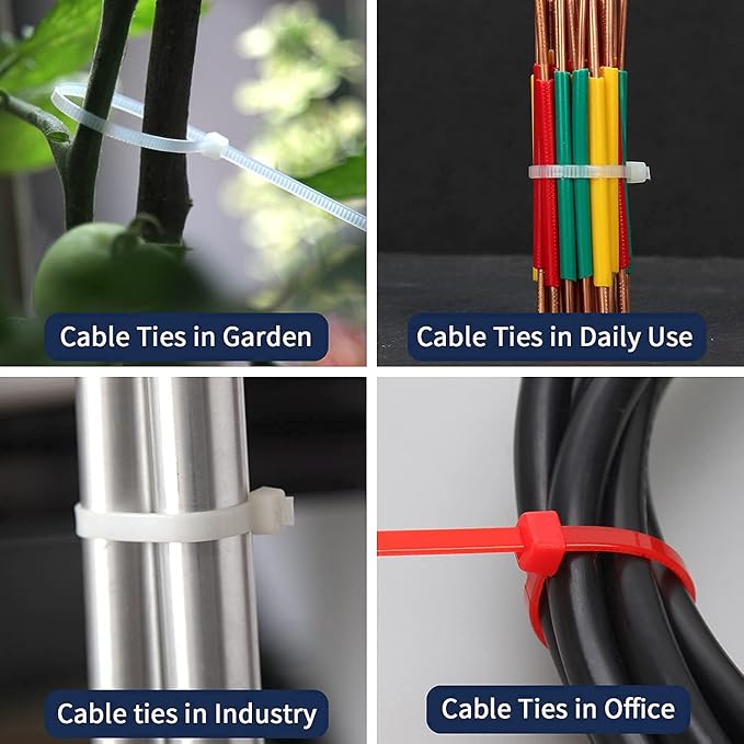 XINGO 8 Inch Silver Cable Zip Ties (500 Pack), 40 Lbs Tensile Strength-Heavy Duty, Self-Locking Nylon Plastic Nylon Wire Ties for indoor and outdoor use