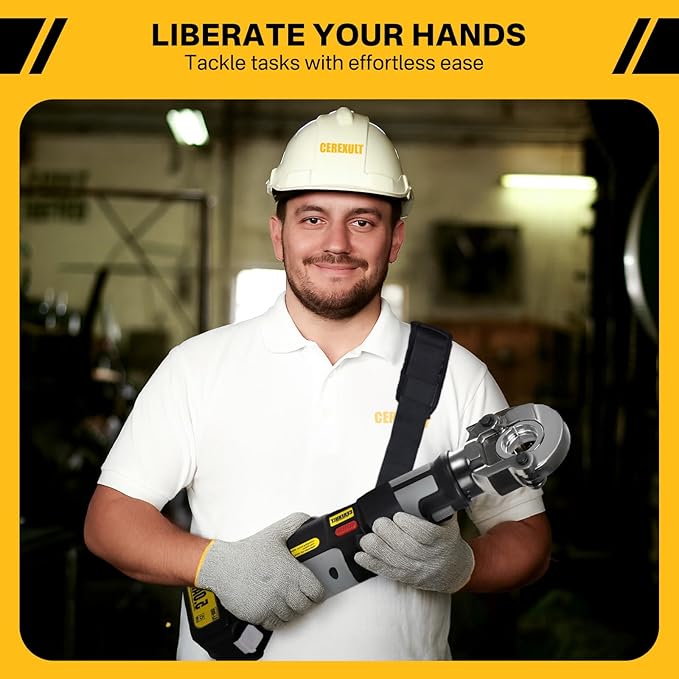 Electric Hydraulic Cable Lug Crimper Pliers, Rechargeable Crimping Tool, Straight-handled electric hydraulic pliers, Electrical Terminal Cable Wire Fiber Crimper Kit with 12 Dies, 8 AWG to 600 MCM