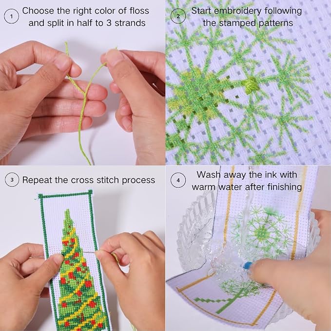 FREEBLOSS 6 Set Cross Stitch Bookmark Kit Scenery Pattern - Image 4
