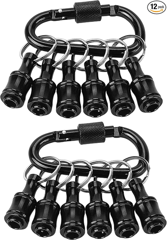 Bit Holder 1/4 inch Hex Shank Screwdriver Bits Holder Extension Bar Keychain Screw Adapter Drill Change Hand-held Screwdrivers Drill Bits Holder Portable (2Set-Black)