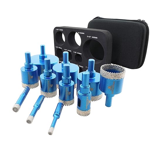 Tile Hole Saw Kit Diamond- BRSCHNITT 11pcs Diamond Core Drill Bit for Porcelain Tile Ceramic Marble Granite Drilling Triangle Shank
