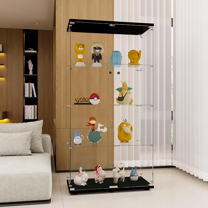 FLYMUHJIA Glass Display Cabinet Kitchen Pantry Storage Cabinet Corner Bar - Image 2