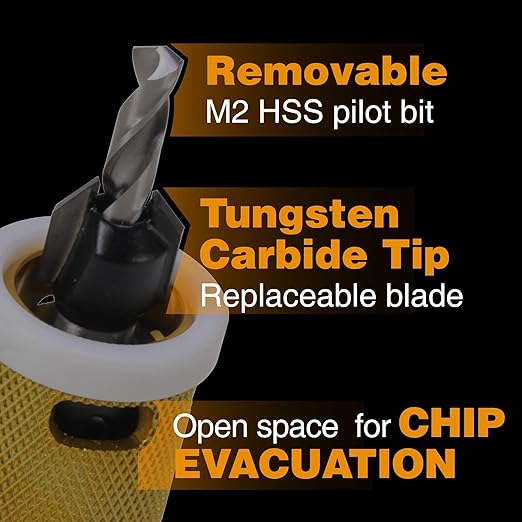 11/64"x1/2" Carbide Tipped Countersink Drill Bits with Low Friction Depth Stop, 1/4" Quick Change Hex Shank Countersink Drill with Replaceable HSS Pilot Drill Bit for Plastic, Woodworking