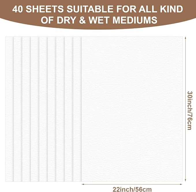 Kisston 40 Sheets Large Watercolor Paper 22 x 30 Inches, 140 Lb/300 GSM Cotton - Image 5