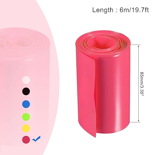 MECCANIXITY Battery Wrap PVC Heat Shrink Tubing 55mm Dia 85mm Flat 10 Feet(3meters) Red Good Insulation for Battery Pack