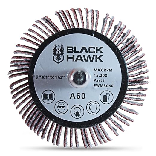 BHA Aluminum Oxide Shank Mounted Flap Wheels, 2” x 1” x 1/4”, 60 Grit - 5 Pack