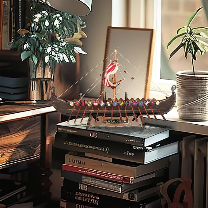 SAILINGSTORY Wooden Viking Ship Model Drakkar Oseberg Longship Model | - Image 6