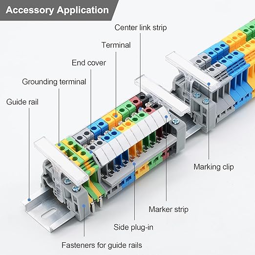 10 Pcs USLKG2.5 Ground Circuit Connection Terminal Block, DIN Rail Mounted CENylon PA6 Terminal Blocks, 800V 32A, 2.5 mm²AWG