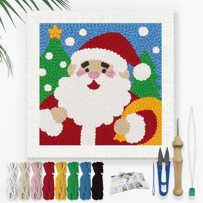 DOODLREAM Christmas Santa Claus DIY Punch Needle Embroidery Kit by Doodlream