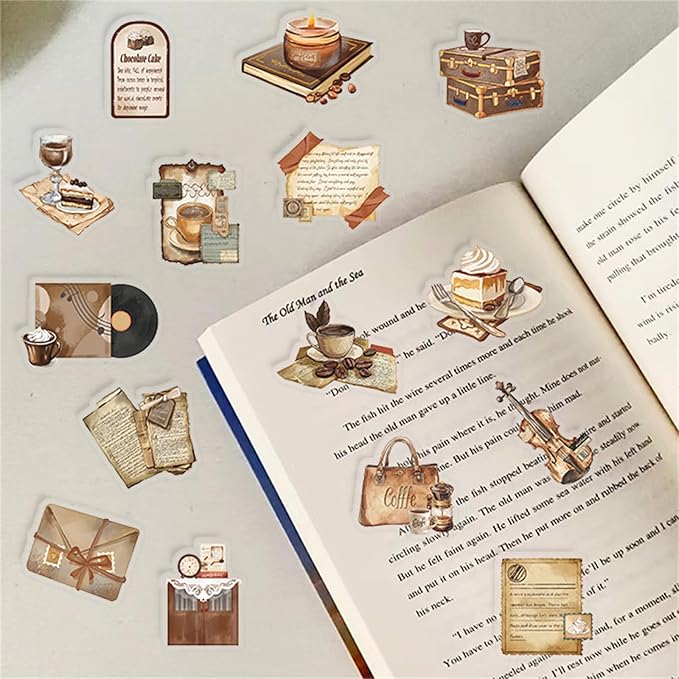 50 PCS Retro Coffee Shop Stickers - Image 5