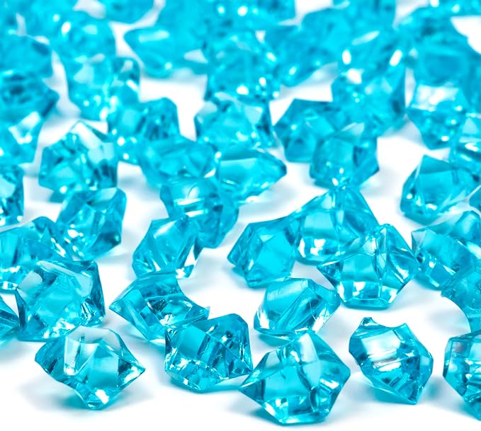 250 PCS Blue Fake Ice, 0.62x0.86 Inch, 1.1 lbs Acrylic Crystal Gemstones by FLJHAYDMJ