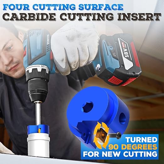 8PCS PVC Pipe Reamer Kit - SCH40 Aluminum Deburring Tool Kit (1/2" to 4") | Dual-Blade Technology | Deburring Tool for PVC & ABS Pipes | Fits Standard 1/2" Drills