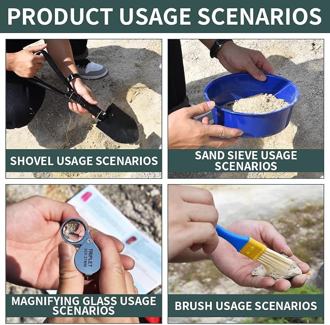 15 PCS Geology Rock Pick Hammer Kit, 22oz Hammer & Digging Chisels - Image 4