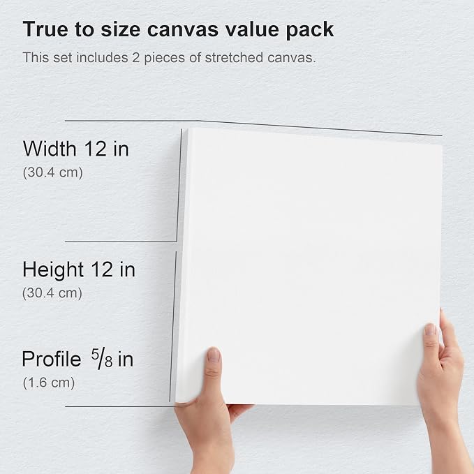 PHOENIX 12x12 Inch Pack of 2 Canvas - 8 Oz Triple Primed 5/8 Inch Profile 100% - Image 2