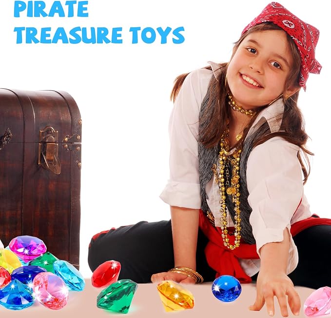 Niceup 52PCS Kids Gems Diamond Toys 1.57in Treasure Jewels Pool Diving Swimming - Image 6