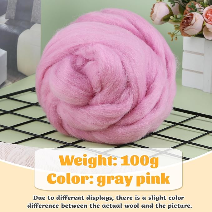 3.53oz Wool Roving, Wool Felting Supplies, Pure Wools, Chunky Yarn, Spinning - Image 2