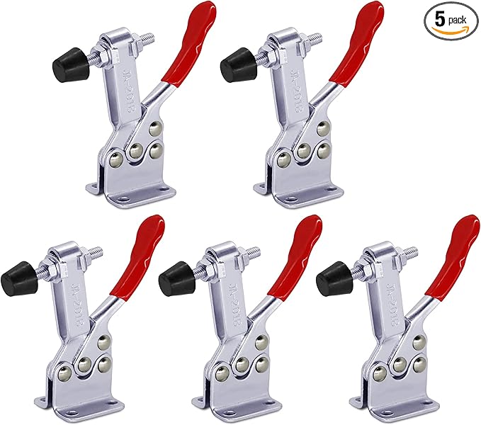 5pack Hold Down Toggle Clamps Woodworking,201B Clamps for Woodworking,Vertical Clamp,Cam Clamp Quick Release Toggle Clamp for CNC Hold Down Clamps,200Lbs Heavy Duty Toggle Clamp for T Track Cam Action