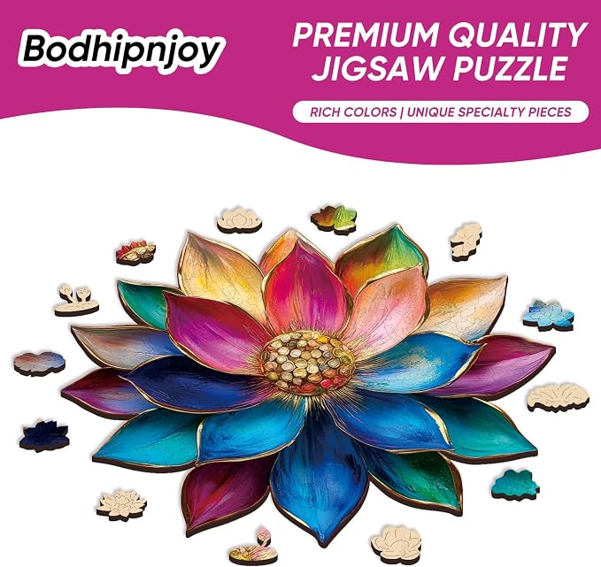 Bodhipnjoy Wooden Puzzles for Adults, 500 Pieces Stainless Glass Lotus Flower - Image 4