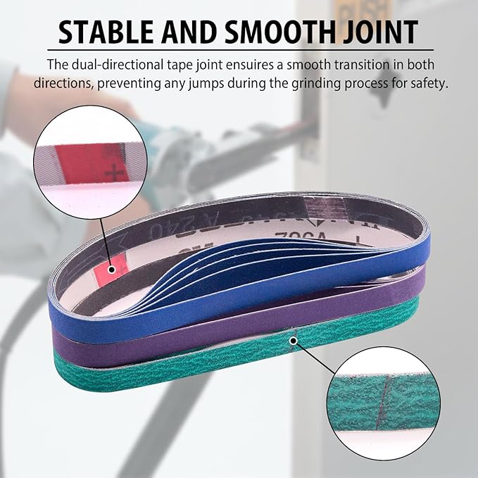 45Pcs 1/2" x 18" Sanding Belts for Belt Sander,5 Each of 80/120/240/400/600/800/1000/2500/5000 Grits,1/2 Inch x 18 Inch Sanding Belts Set for Air Belt Sander, Woodworking, Metal Polishing, Derusting