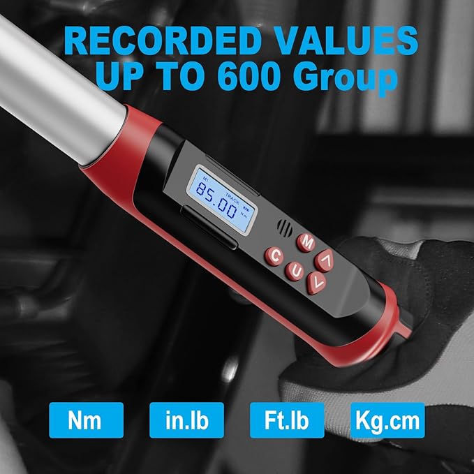 3/4-Inch Drive Digital Torque Wrench, 32-626 Ft-lb./42.5-850Nm, Dual-Direction, 4 Measurement Mode, Heavy Duty Electronic Torque Wrench with Buzzer & LED Indicator for Truck,Car