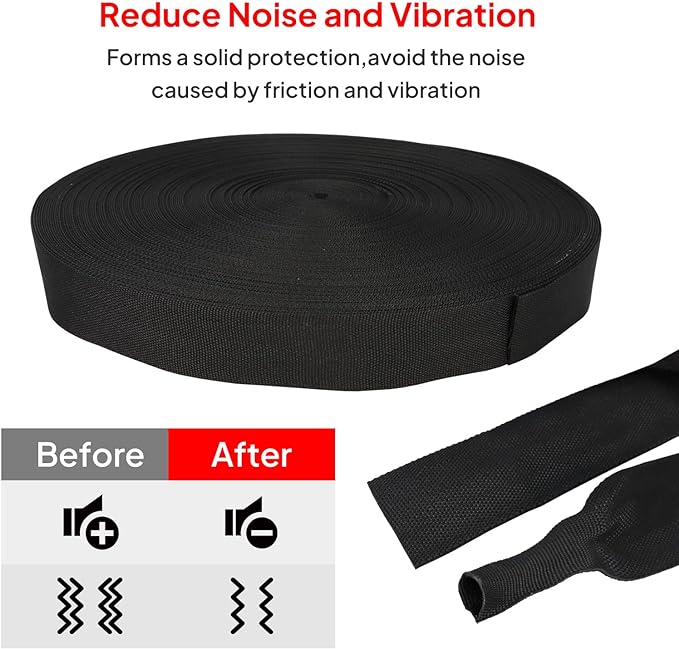 2 in 1 Heat Shrink Braided Sleeving Fabric Tubing-Perfectly fit Irregular Shape Hose/Cable/Wire (3/8"(10mm), 22FT)