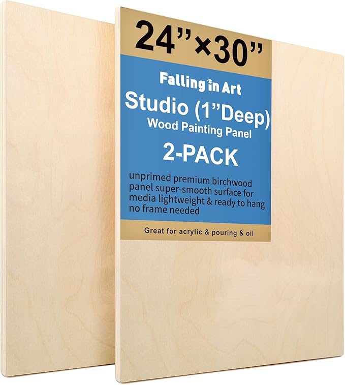 Falling in Art 2 Pack 24x30 Unfinished Birch Wood Panels Kit by FallinginArt