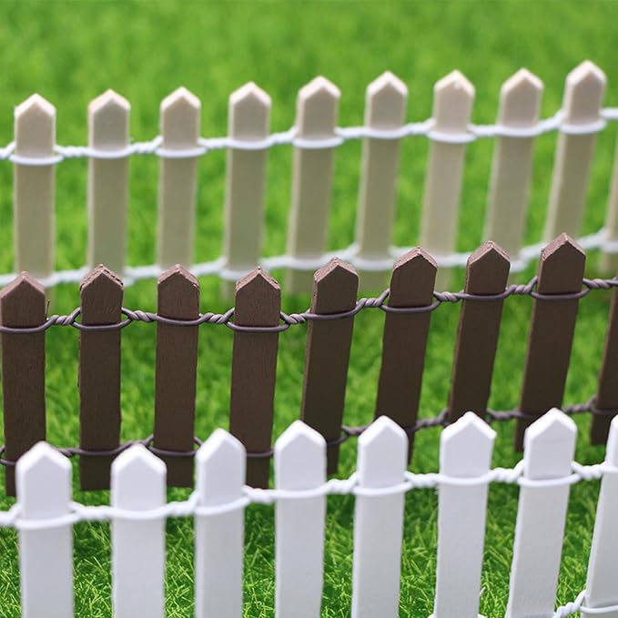 35 Inches Mini Fairy Garden Fence DIY Small Wood Decorative Picket Fence Micro - Image 5